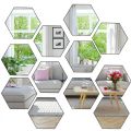 6/12PCs Hexagonal Diy 3D Mirror Wall Stickers Restaurant Aisle Floor Personality Decorative Mirror Paste Living Room Sticker. 