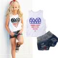 Toddler Baby Kids Girl Tank Top T-shirt+Denim Shorts Pants Outfit Clothes Set. 