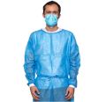 Blue Disposable Medical Isolation Gowns w/ Knitt Cuffs, Lab Dentists Hospital. 