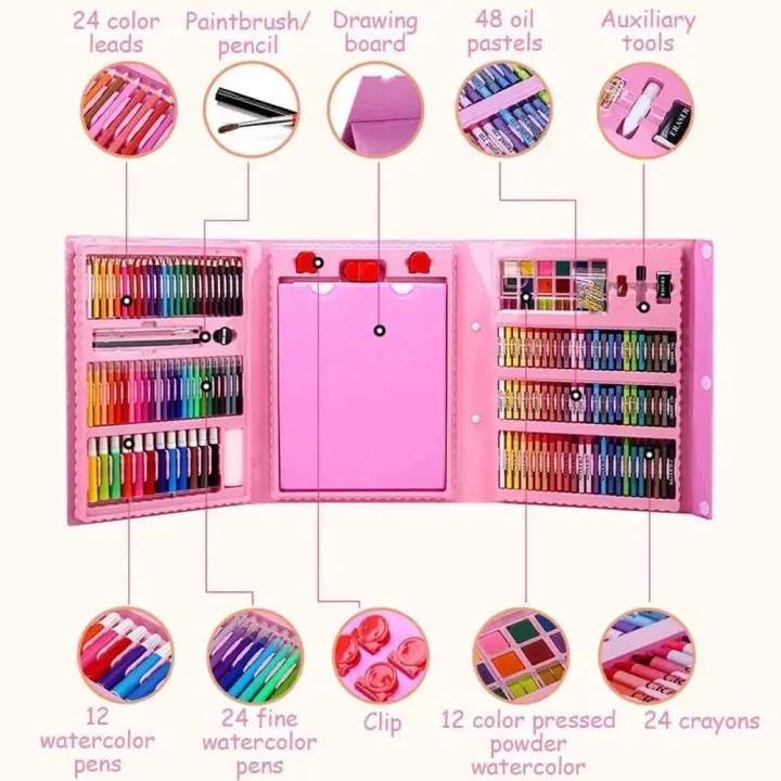 Art%20Set%20Gift%20208%20pcs%20with%20Portable%20Double%20Sided%20Trifold%20Easel%20Case%20Art%20Supplies%20Painting%20Drawing%20Kit%20Box%20for%20Kids%20Including%20Oil%20Pastels%20Crayons%20Colored%20Pencils%20Watercolor%20brushes%20-%20Image%208