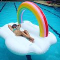 Giant Inflatable Rainbow Cloud Daybed Pool Float, Luxury Float for Summer Pool Parties and Entertainment. 