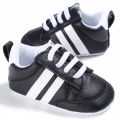 Radiant Newborn Baby Sneakers Fashion Stripe Print Non-Slip Soft Sole Crib Shoes for Boy and Girl. 