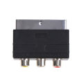 Silver SCART To 3 RCA Composite Phono Adaptor Converter + In / Out Switch Encounter. 