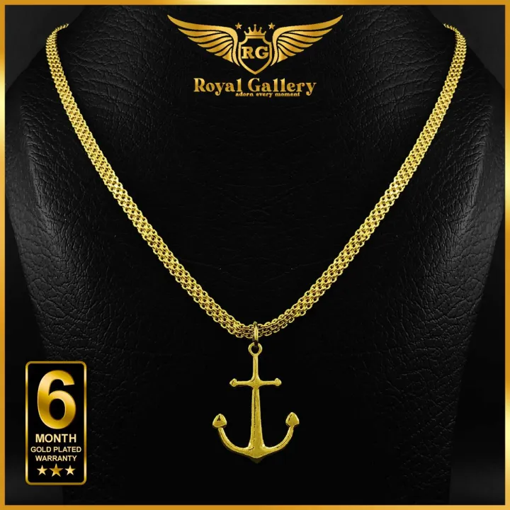 Gold Plated Bismark Chain with Plain Ancor Pendant