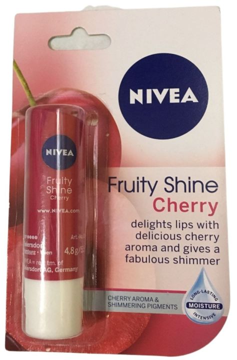 NIVEA Lip Balm Fruity Shine – CHERRY / KIRAZ with SPF 15 Delicious Cherry Aroma, Nlbc