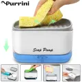 Kitchen Dish Soap Dispenser With Sponge Holder, 2-in-1 Countertop Soap Pump Dispenser, Sponge Caddy, Easy Refill Non-Slip Base For Kitchen Sink Dishwashing. 