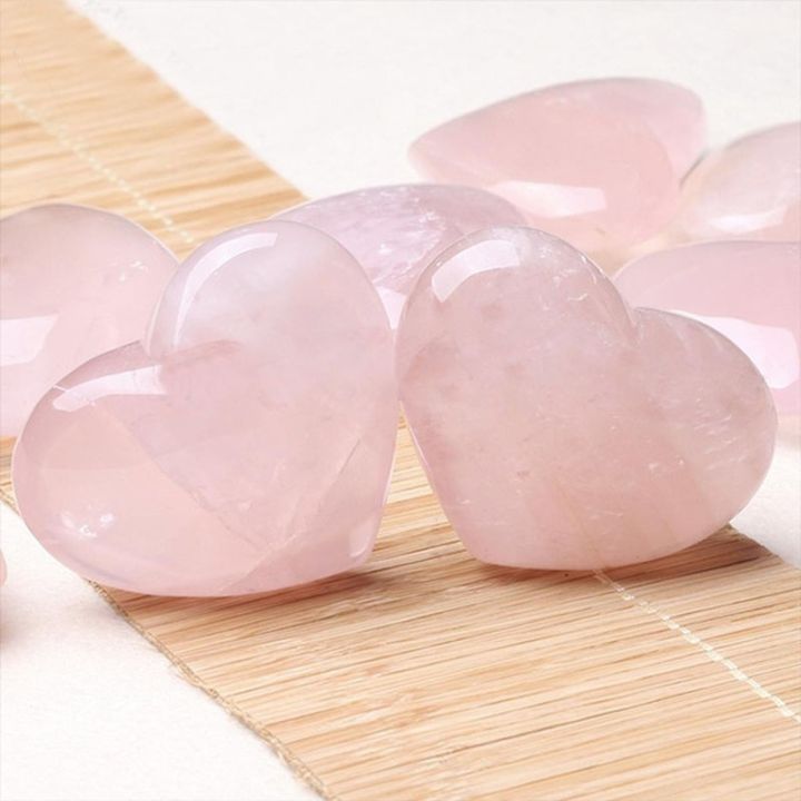 Natural Pink Rose Quartz Crystal Carved Heart Shaped Healing Love Gemstone Delie Decoration for Diy Pendant Necklace 3 Sizes