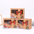 3pcs/set Kraft Paper Candy Boxes Merry Christmas Cookie Gift Box Clear Window Packaging Bag Party Favor New Year Decoration. 