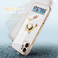 TA for OPPO A15 Case Luffy Chasing Meat Luxury 6D Plating Soft Casing Silicone Square Frame Phone Case Shiny Bling Back Cover + Free Lanyard. 