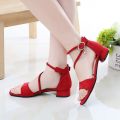 Girls Sandals Children High Heel Princess Shoes Medium and Large Kids Shoes Girls Small Heel Flowers Dancing Shoes2023Summer New. 