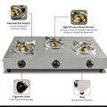 3 Burner Gas Cooker Stove (MITSHU) -Stainless Steel RV Cooktop Camping Stove - Portable Propane Stove Gas Burners For Cooking Outdoor Grilling Kitchen-With Hose & Regulator Gas Burner With Indian 100% Stainless Steell. 