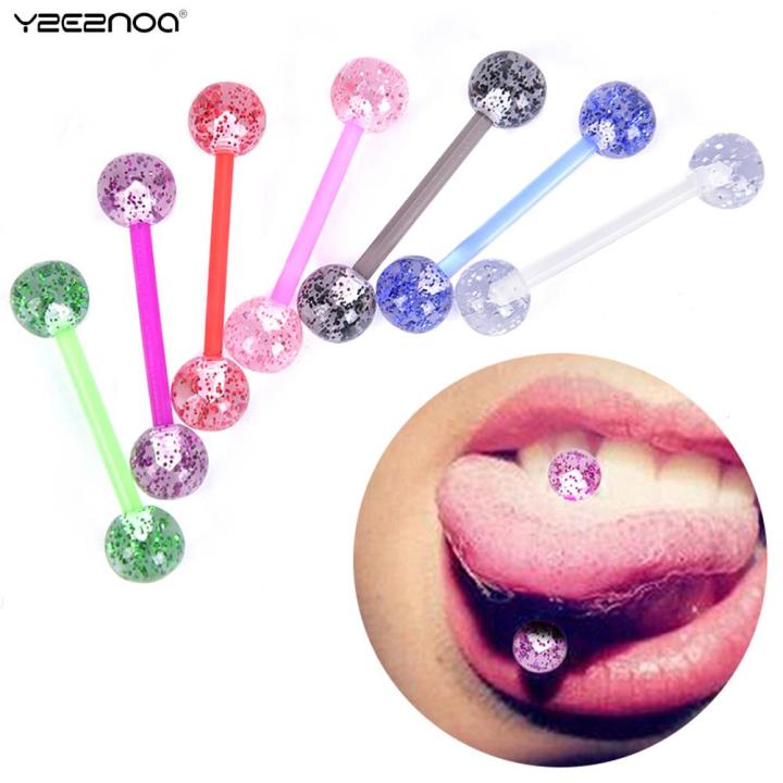 8PCS/Set Plastic Eyebrow Navel Belly Lip Tongue Ring Nose Bar Rings Body Piercing Jewelry Soft Rod Barbell Ball Wholesale