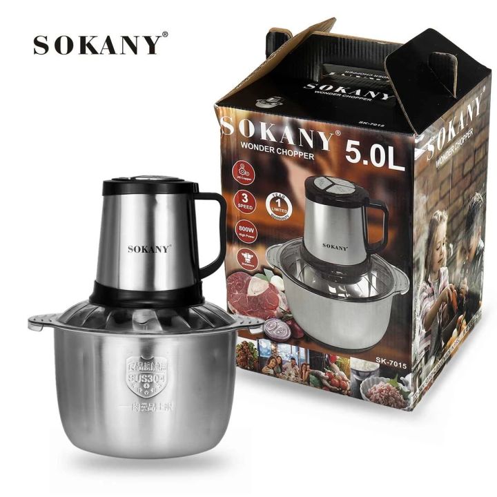 Sokany Wonder Chopper Stainless Steel Bowl 5.0L High-Power 800w SK-7015