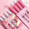 【ZOSR】4 Pieces/set Cute Pink Loopy Peripheral 0.5mm Press Pen Loopy Sponge Fat Pen Ins High Beauty Student Stationery Supplies. 