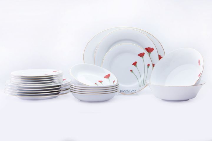 Dankotuwa Red Flower 21pcs Dinner Set