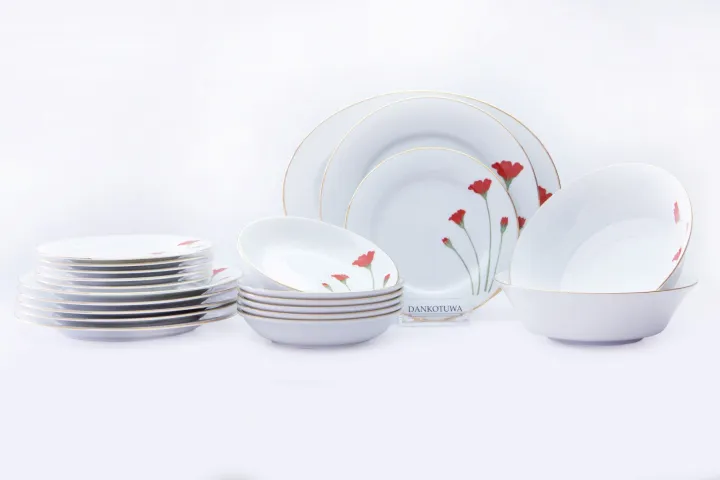 Dankotuwa Red Flower 21pcs Dinner Set