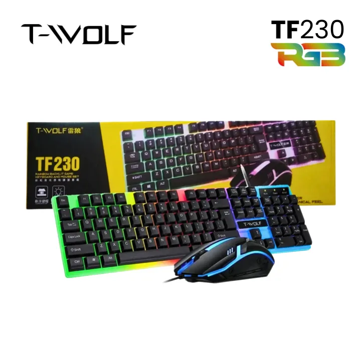 T-WOLF (TF230) Rainbow Backlight Gaming Keyboard (with Mouse)