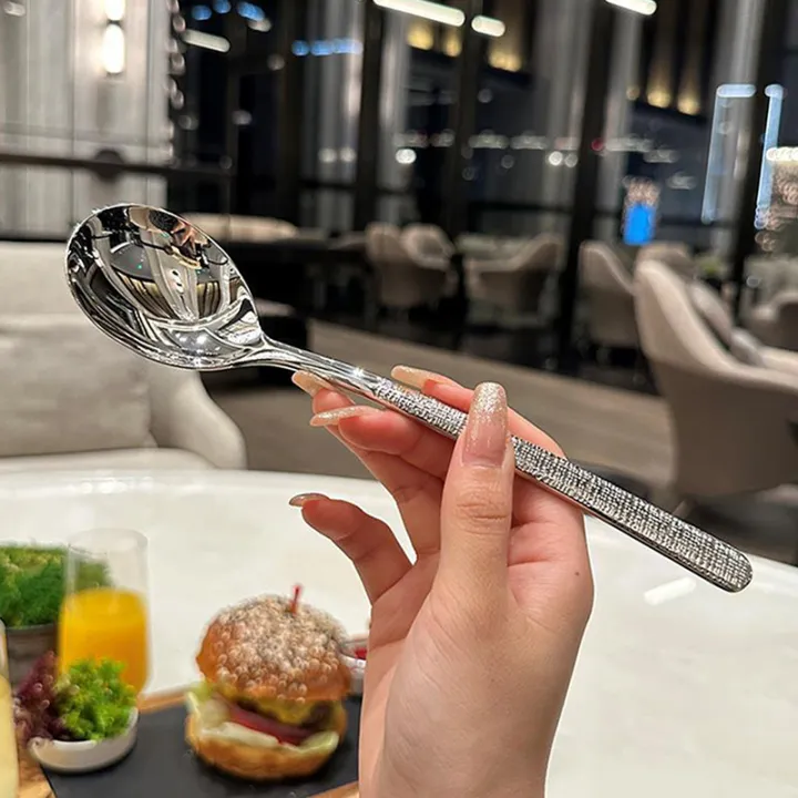 304 Stainless Steel Spoon Long Handle Tablespoons Hot Pot Soup Ladle Ramen Noodles Scoop Kitchen Tableware Cooking Utensils