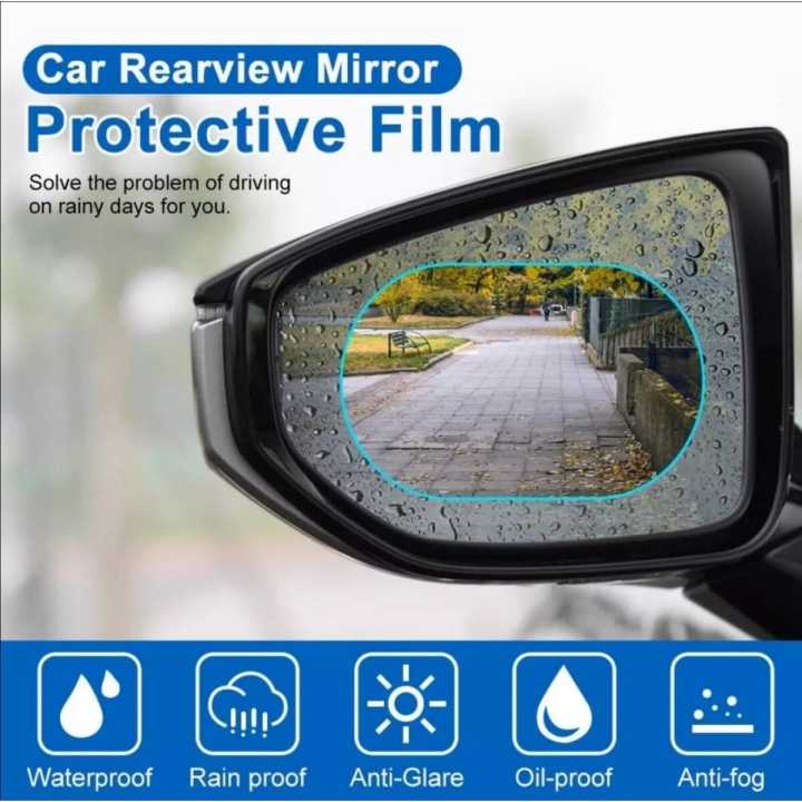 2Pcs Rainproof Car Anti-fog Protective Film Rain Shield Rearview Mirror Sticker