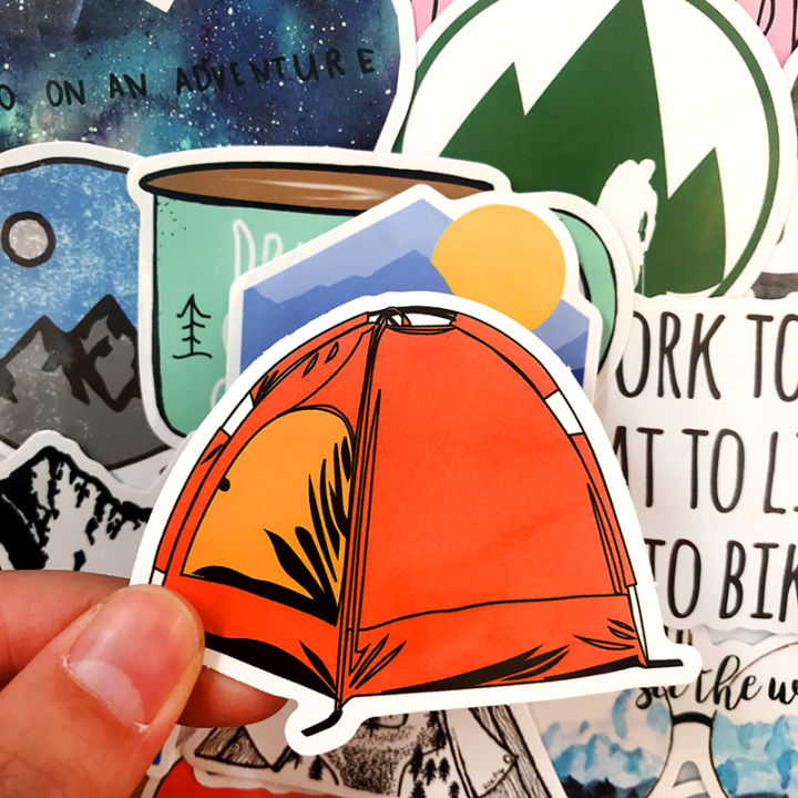 20/40pcs Camping Stickers Outdoor Journey Hiking Stickers for Laptop Scrapbook Journal Kids Girls Boys Stickers