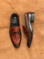 Men’s Gloss Brown Synthetic Croc Loafer. 