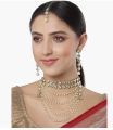Karatcart Gold Plated Pearl Chain Kundan Necklace Set for Women. 