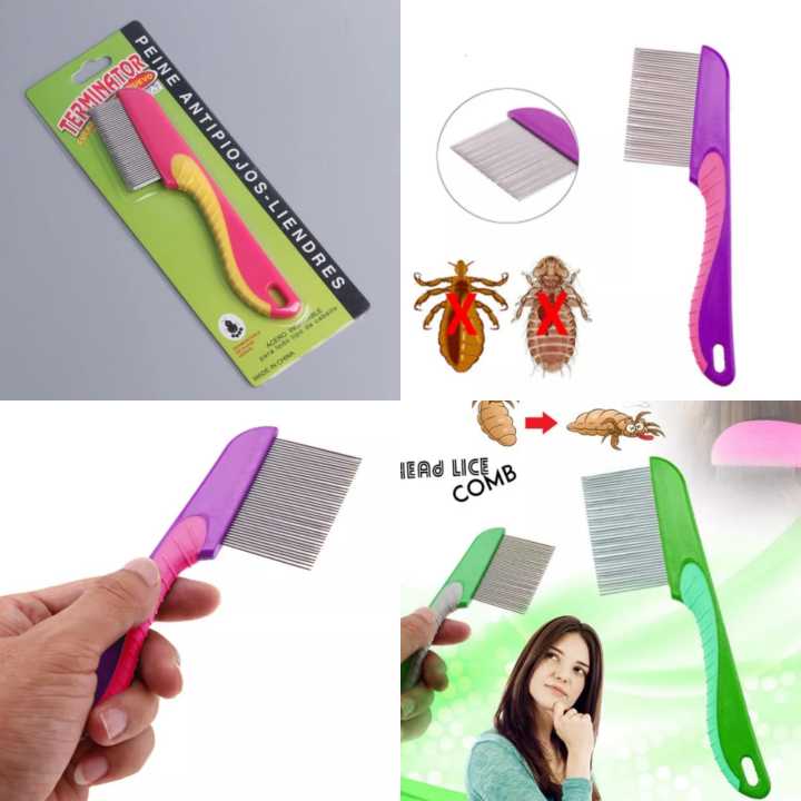Stainless Steel Long Teeth Hair Lice Long Hand Comb Density Teeth Flea Nit Dust Free Removal Hair Brush Comb
