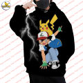 Pocket monster - Picachu hoodie Baokemeng series printed hoodie long-sleeved men's sweatshirt top children's coat. 