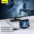 Baseus 6 in 1 Magic Multifunctional Type-C HUB with a Retractable Clip Standard Edition Space Gray (Type C to USB3.0*1 / HDMI*1 / 3.5MM Sterio *1 / SD & TF*1 / PD*1) – compatible with Tabs /Notebooks/Laptops 6 Months Warranty. 