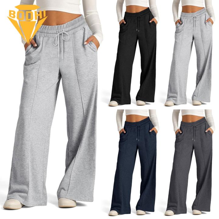 Women%20Straight%20Leg%20Sweatpants%20Comfortable%20Wide%20Leg%20Sweatpants%20with%20Pockets%20for%20Women%20Elastic%20Waist%20Lounge%20Pants%20for%20Sports%20Leisure%20Women%20Casual%20Pants%20with%20Drawstring%20Waistband%20-%20Image%205