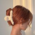 【HOT】 New Korea Fashion Furry Plush Hair Clips Warm Winter For Women Shark Hairpins Plus Size Hair Claws Trendy Hair Accessories. 