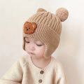 Children Hat Adorable Cartoon Bear Winter Hat with Ear Protection Soft Warm Unisex Baby Beanie for Cold Weather Elastic Knitted Design Perfect for Southeast Asian Buyers Brimless Beanie. 