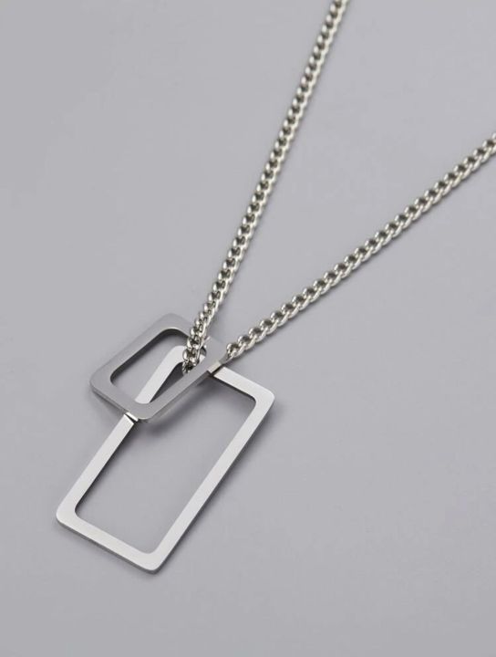 Geometric Pendant Necklace for Men (SILVER)