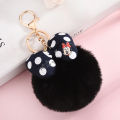 Disney Minnie Mickey Mouse Plush Keychains Cartoon Polka Dot Bow Pom-Pom Key Ring Pendant Car Bag Ornament Girl Child Gift Toy. 