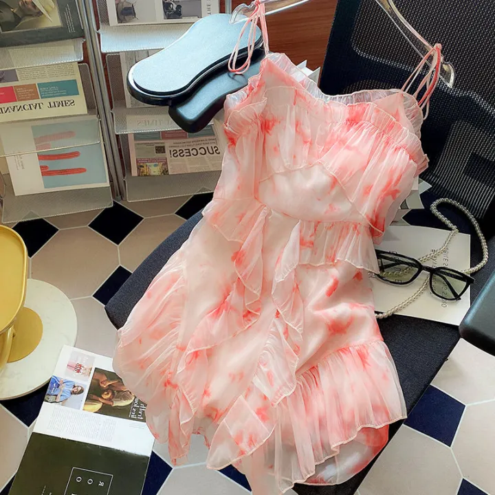 Stunning%20Pink%20Slip%20Dress%20High-Quality%20French%20Style%20Small%20Summer%20Seaside%20Vacation%20High-End%20Fairy%20Dress%20Fashion%20-%20Image%202