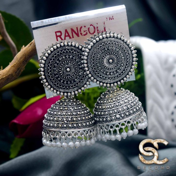 Black%20Silver%20Jimikki%20Earrings%20With%20White%20stons%20and%20White%20Pearl%20For%20Women%20-%20Image%203