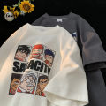 Yfashion Men and Women's Summer T-shirt - Oversized Cartoon Anime Pattern Street Hip-hop Trendy Short Sleeve Tee Tops. 