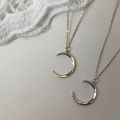 Simple Retro Crescent Moon Star Necklace Charm Chain Women Titanium Steel 18K Gold Plated jewelry. 