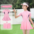 Children's Swimsuit Girls' New Middle and Big Children Korean Style Conservative Skirt Swimsuit Hot Spring Quick-Drying Split Swimsuit Girls'. 