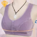 Comfortable Breathable Women Bra Comfortable Wireless Front Closure Sport Bra for Mid-aged Women Lace Splicing Removable Pads Ideal for Southeast Asian Buyers Mid-aged Women Wireless Brassiere. 