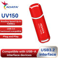 Original ADATA UV150 USB Flash Drive 64GB 32GB High Speed USB 3.2 Flash Drive Red Pen Drive for Computer U Disk. 