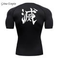 Demon Slayer Print Compression Shirts for Men Gym Workout Fitness Undershirts Short Sleeve Quick Dry Athletic Tees T-Shirt Tops. 