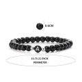 Handmade A-Z Letter Stone Bracelets -for Men Women Couple Jewelry- 6mm Black Matte Beads Bracelets Lover Valentine Day Gift. 