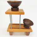 Mini Wooden Table Top Plant Stand Holder Adjustable with Flower Pots Set for Planter Wood Office Desk Indoor. 