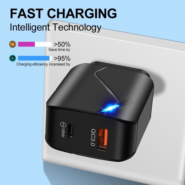 QC%203.0%20PD%2018W%20USB%20Adapter%205V%203A%20Charger%202%20Port%20Quick%20Charger%20Mobile%20Phone%20Illuminated%205%20V%20Volt%20Power%20Supply%20Travel%20Wall%20US/EU%20-%20Image%204
