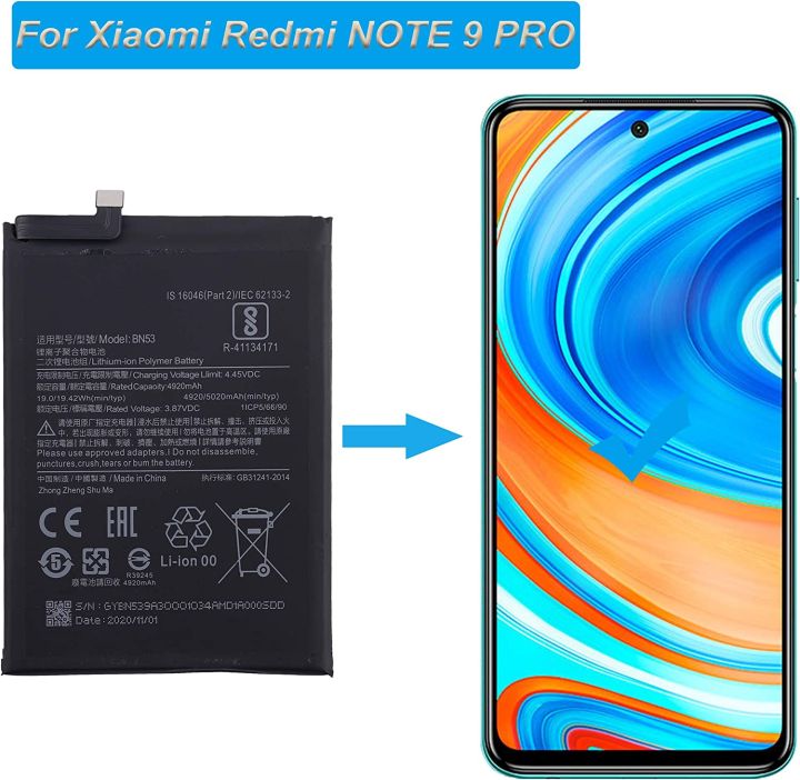 Xiaomi%20Redmi%20NOTE%209%20PRO%20Battery%20BN53%20BN-53%20BN%2053%20Battery%205020mAh%20battery%20-%20Image%202