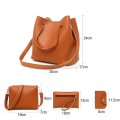 4Pcs/set Soft Faux Leather Shoulder Bag Solid Color Women Handbag Purse Set. 