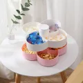 Candy and Nut Container, 6-Compartment Petal-Shaped Plastic Food Storage Lunch Double-Layer Storage Box with Lid. 