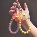 Phone Anti-lost Lanyard Key Short Wrist Pendant Colorful Macaron Round Bead Pendant Women's Hand-held Chain Mobile Phone Lanyard ANLAN. 