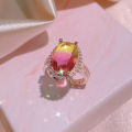 Jewelry set female New burnt ruby rings pendants necklace ear stud red open mouth. 